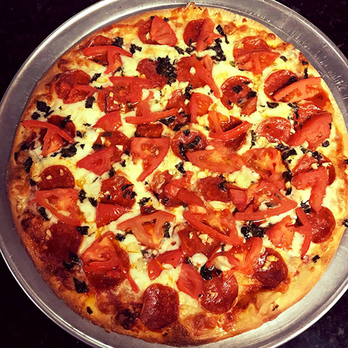 Pepperoni, Tomato, & Basil Pizza